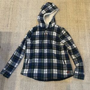 L.L.Bean relaxed fit flannel jacket with fur on the inside. Size Small.